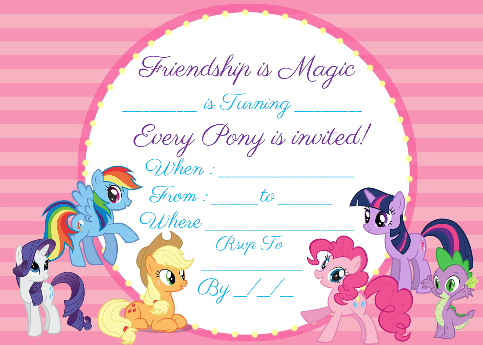 My Little Pony Invitation FREE Instant Download Encore Kids Parties